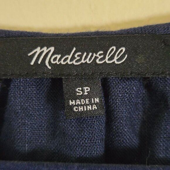 Madewell Embroidered Linen Blend Raglan Ruffle Mini Dress Bohemian Size Sp - Picture 7 of 9